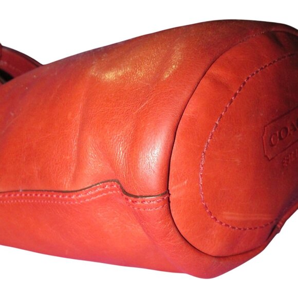 Coach 2007 Bleecker Tattersall Red Burnished Saddle Leather Duffle Bucket Bag - Picture 9 of 14